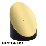 Off-axis parabolic reflector, with through hole, unprotected gold film